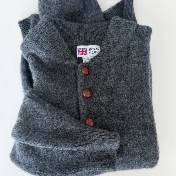 Vintage 100% Shetland wool chunky Henley Sweater pullover XL - Picture 6 of 14